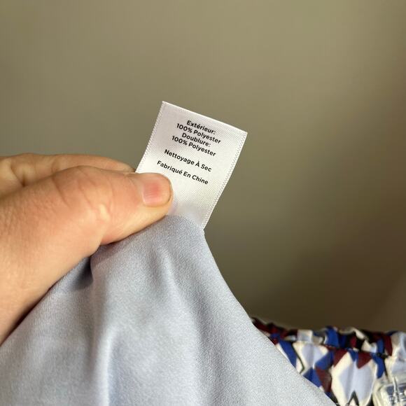 Talbots Pleated Skirt Size XL Geometric Print Midi Blue White Career Classic - Picture 9 of 9